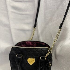 Betsey Johnson Black Crossbody Bag with Gold Heart Charm